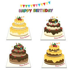 Birthday cake vector. Birthday party     element. Flat vector in cartoon style isolated on white background.