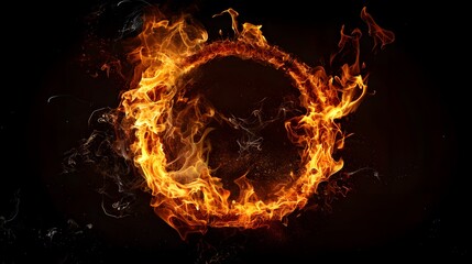 a ring of fire and flames on a dark background