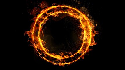 Fototapeta premium a ring of fire and flames on a dark background