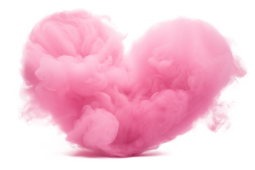 Pink cloud in the shape of a heart isolated on a transparent background.