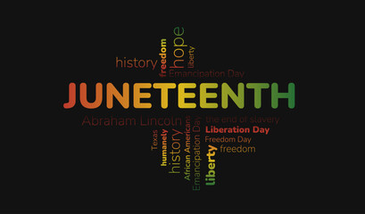 Juneteenth Freedom Day. Independence or Emancipation day. June 19. African-American history. Poster, greeting card, background.