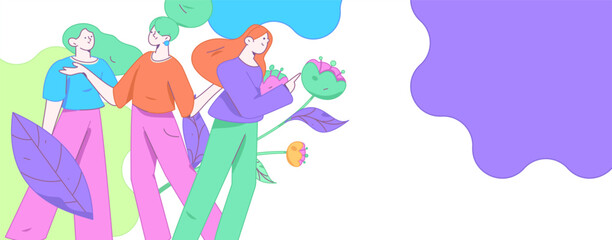 3.12 International Women's Day professional women flat character vector concept operation hand drawn illustration
