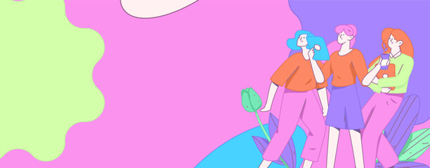 3.12 International Women's Day professional women flat character vector concept operation hand drawn illustration
