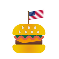 Burger with USA flag isolated on white background