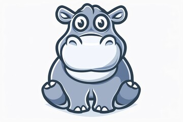 Cute cartoon hippopotamus with a big smile.