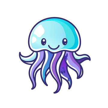 recommend clip art: Cute cartoon jellyfish with a smiling face.