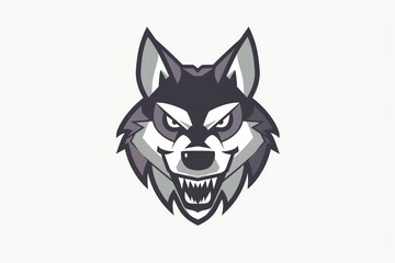 Fototapeta premium Aggressive wolf head logo design in black and grey.