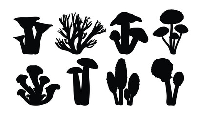 The set silhouettes of forest mushrooms.

