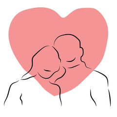 Sketch love concept minimal couple in love drawing line art couple lovely drawn together line love concept with white ioslated background. Abstract,vector,illustration.