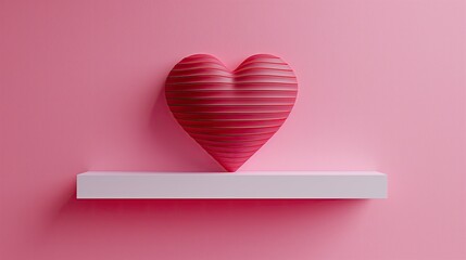AI generated illustration of a heart-shaped Valentine decoration on a shelf