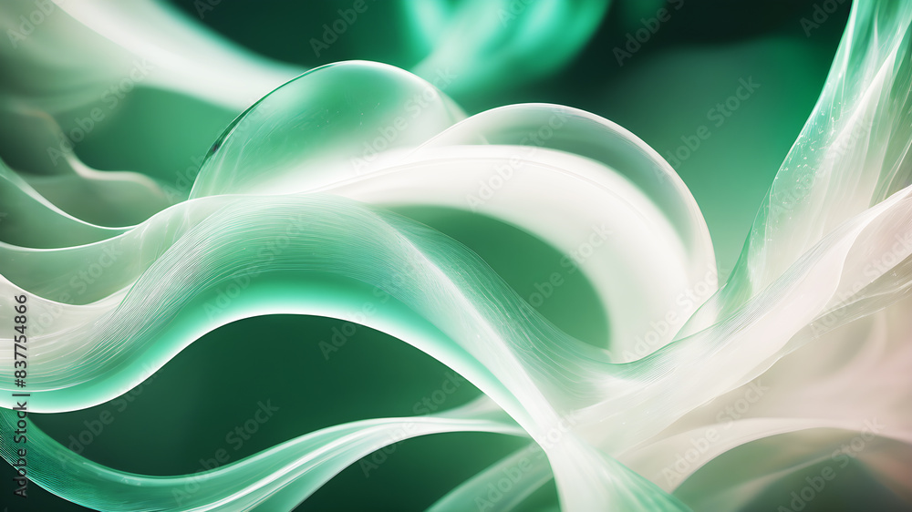 Poster generate an abstract background with gentle pastel curves in colors green and white. the curves shou
