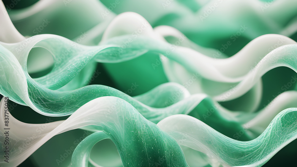 Poster generate an abstract background with gentle pastel curves in colors green and white. the curves shou