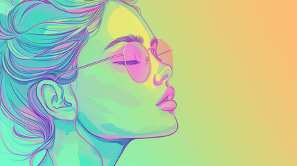 Fashionable Woman in Sunglasses with Pastel Color Background