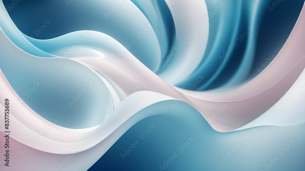 Poster generate an abstract background with gentle pastel curves in colors blue and white. the curves shoul