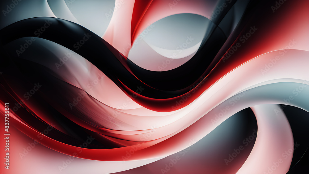 Poster Generate an abstract background with gentle pastel curves in colors red and black. The curves should intertwine harmoniously, creating a soft and calming visual experience.