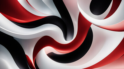 Generate an abstract background with gentle pastel curves in colors red,white and black. The curves...