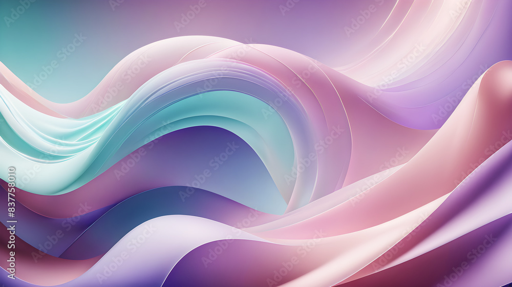 Poster generate an abstract background with gentle pastel curves in colors like pink, lavender, mint, and s