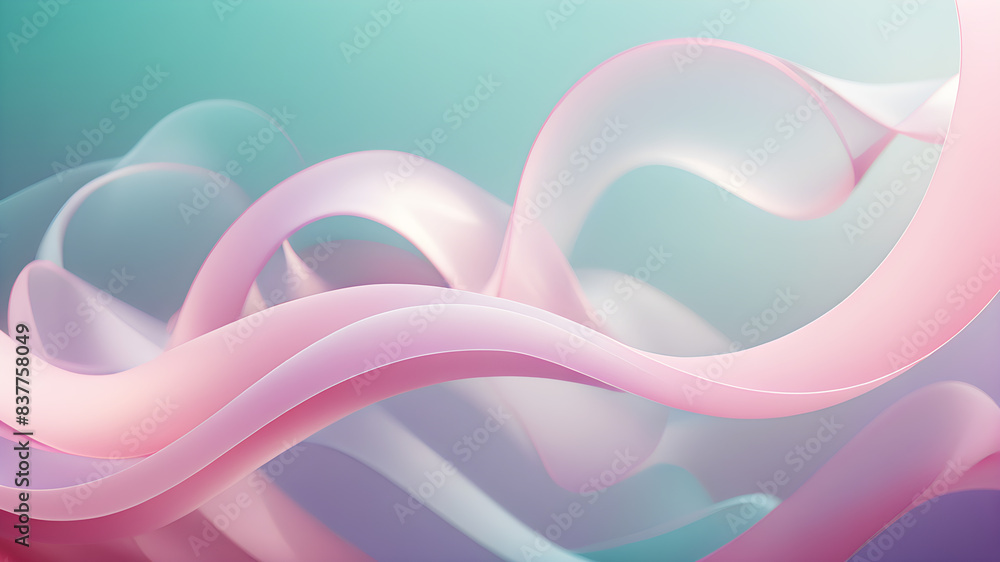 Aufkleber generate an abstract background with gentle pastel curves in colors like pink, lavender, mint, and s