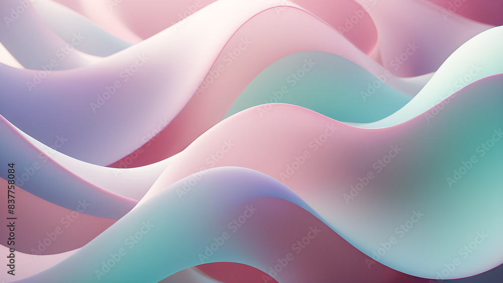 Poster generate an abstract background with gentle pastel curves in colors like pink, lavender, mint, and s
