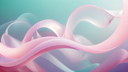 Generate an abstract background with gentle pastel curves in colors like pink, lavender, mint, and sky blue. The curves should intertwine harmoniously, creating a soft and calming visual experience.