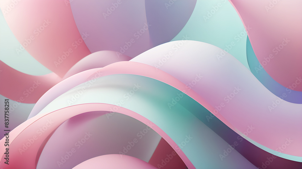 Poster generate an abstract background with gentle pastel curves in colors like pink, lavender, mint, and s