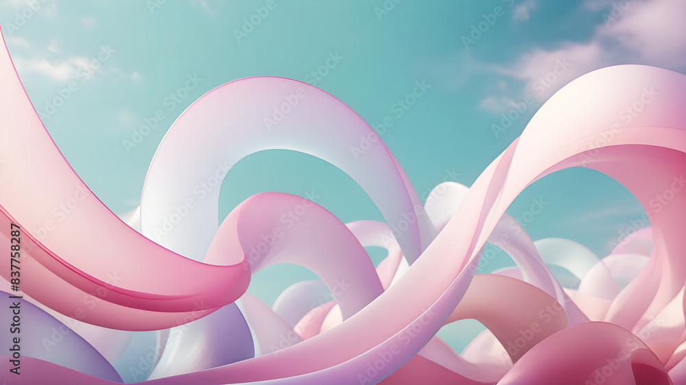 Poster generate an abstract background with gentle pastel curves in colors like pink, lavender, mint, and s