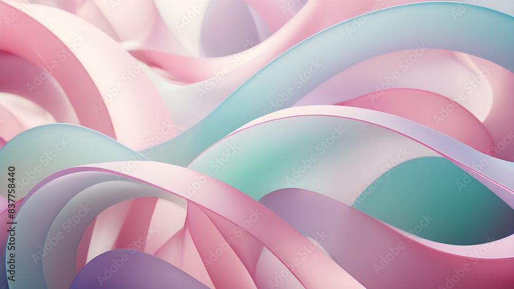 Poster generate an abstract background with gentle pastel curves in colors like pink, lavender, mint, and s