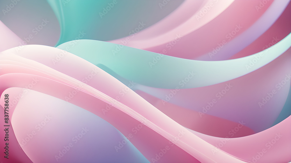 Poster generate an abstract background with gentle pastel curves in colors like pink, lavender, mint, and s