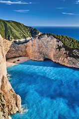 Navagio beach with shipwreck view, Zakynthos island, Greece