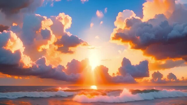 夕暮れのビーチ風景,Generative AI 