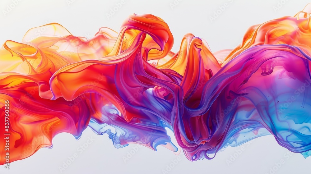 Poster an abstract close-up of colorful liquid swirling together, creating fluid shapes and dynamic movemen
