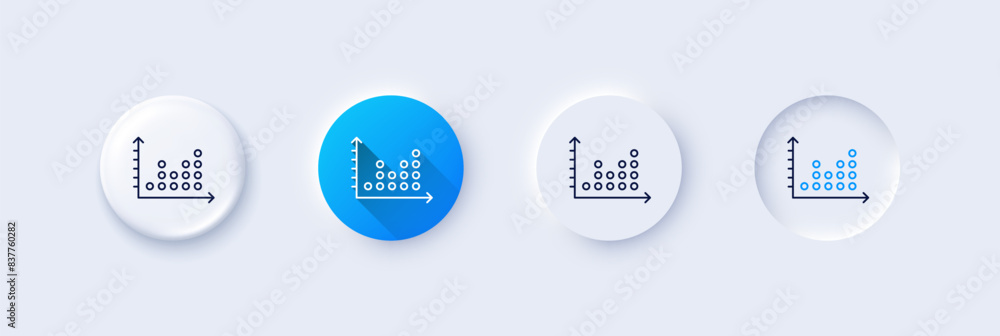 Poster dot plot graph line icon. neumorphic, blue gradient, 3d pin buttons. presentation chart sign. market