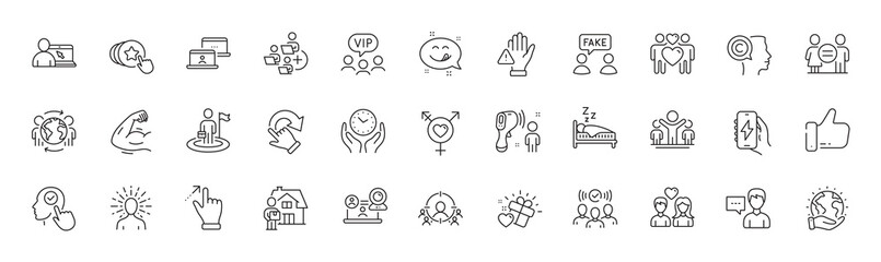 Touchscreen gesture, Delivery man and Add team line icons. Pack of Couple love, Genders, Yoga icon. Like, Hold heart, Rotation gesture pictogram. Vip clients, Safe time, Outsource work. Vector