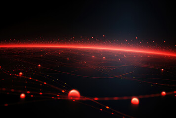 Futuristic Network Connectivity in Red Glow