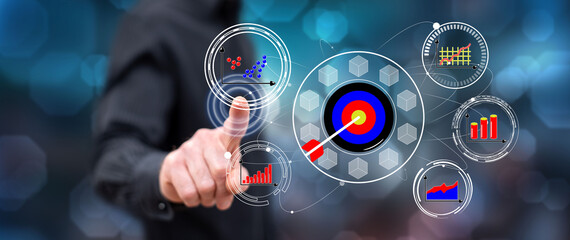 Man touching a target marketing concept
