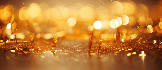 Shimmering Golden Bokeh Lights Background