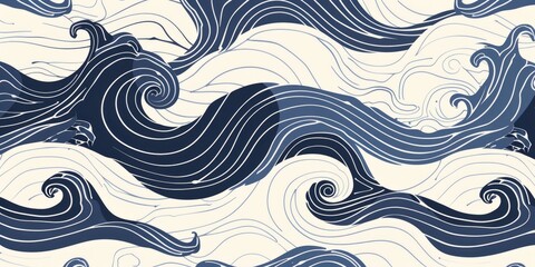 Fototapeta premium Craft a collection of seamless patterns with minimalistic wave motifs seamless pattern