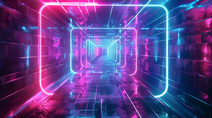 Obraz premium Immerse in neon colored holographic retro futurism