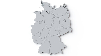 3D Rendering of Germany Map with state borders