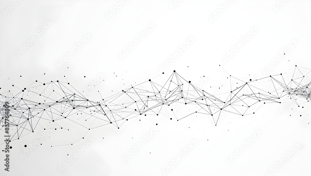 Poster abstract white background with connected dots and lines in the style of low poly