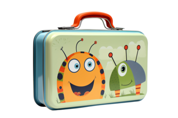 Colorful children's lunchbox with cute cartoon insect illustrations, perfect for kids. Durable and fun design ideal for school lunches.