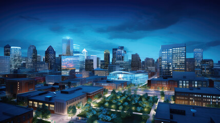 Obraz premium Twilight over Modern Urban Skyline