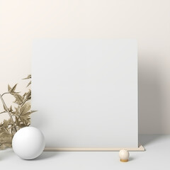 Minimalist Display with White Board and Greenery