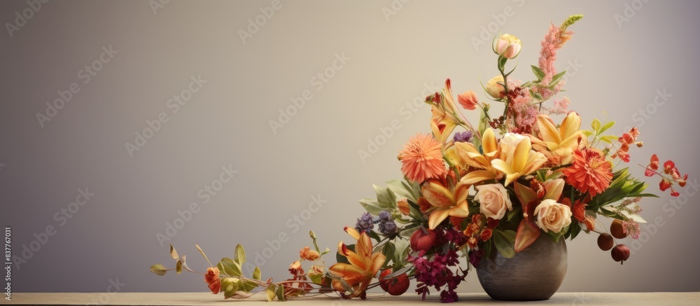 Poster a lovely flower arrangement displayed on a table with a copy space image.