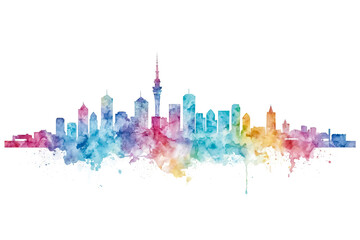 Obraz premium Watercolor Skyline of Auckland, New Zealand