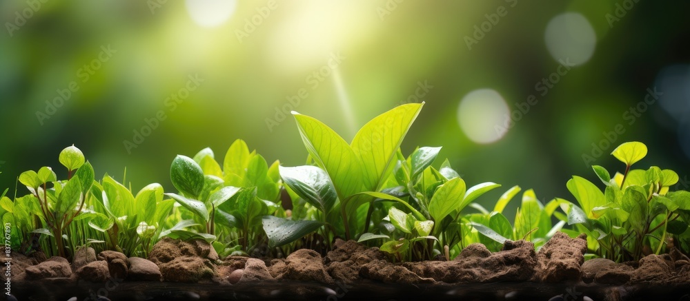 Poster tiny greenery fills the garden, providing a lovely backdrop for a copy space image.