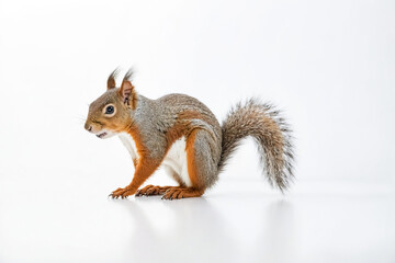 Naklejka premium Red Squirrel on White Background