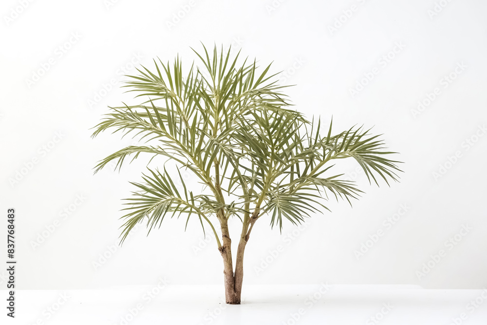 Poster Small palm tree on a white background