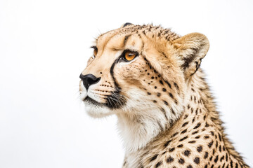 Fototapeta premium Close-up of a cheetah's face against a white background