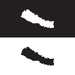 "Nepal Silhouette – Dual Contrast Map Design in Black and White"